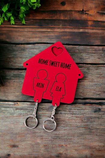 Yeni Evli Çifte Ev Hediyesi Kişiye Özel Duvar Anahtarlığı