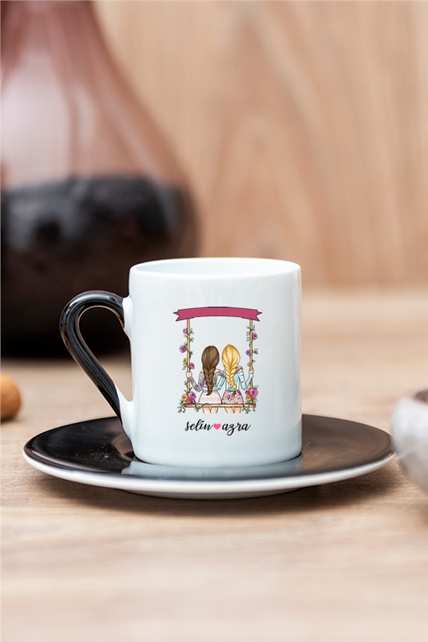 Best Friends Salıncak Tasarım Renkli Türk Kahvesi Fincanı