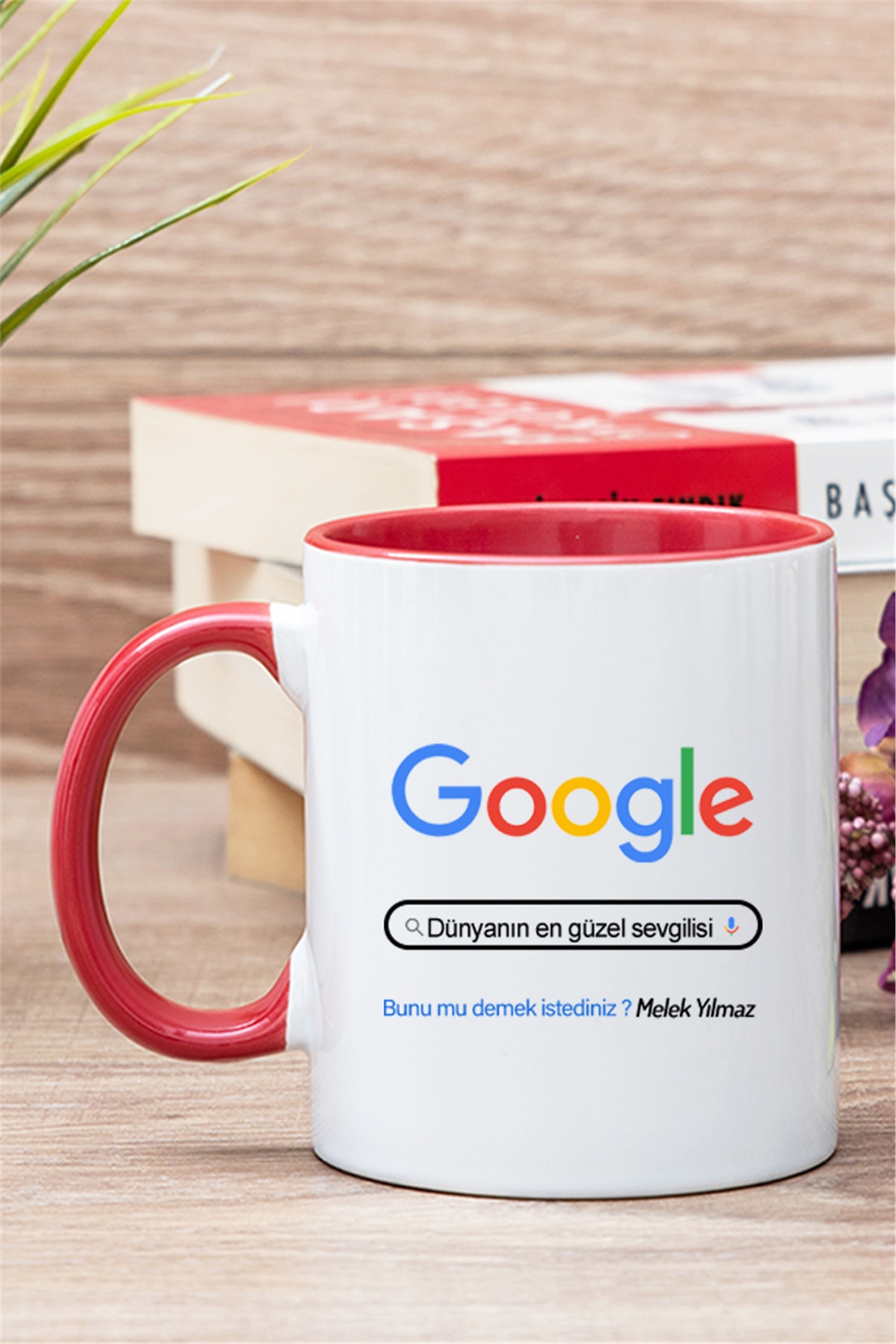 Kişiye Özel Google Tasarım Esprili İçi Renkli Kupa Bardak | Hediye Dükkanı