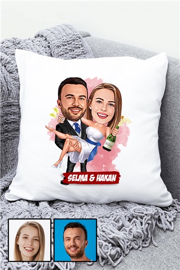 İlginç Sevgililer Günü Hediyesi Karikatürlü Yastık