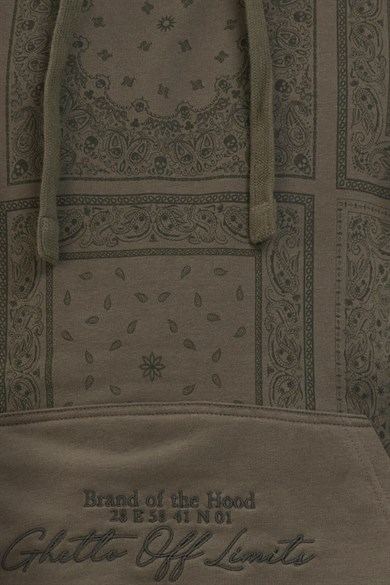 Ghetto Off Limits - Allover Bandana Hoodie Khaki