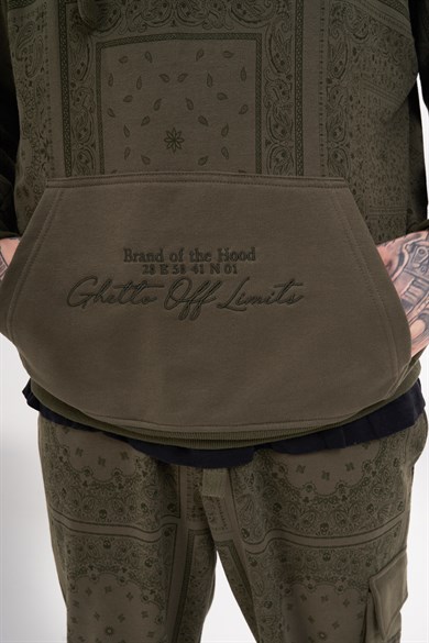 Ghetto Off Limits - Allover Bandana Hoodie Khaki