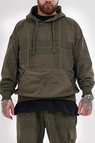 Ghetto Off Limits - Allover Bandana Hoodie Khaki