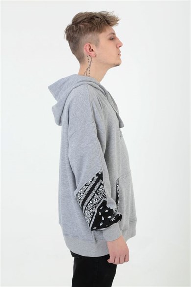 Ghetto Off Limits - G-Hoodie Grey Melange Bandana Pattern Hoodie