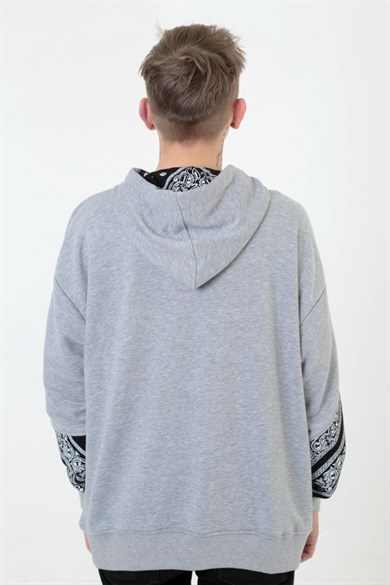 Ghetto Off Limits - G-Hoodie Grey Melange Bandana Pattern Hoodie