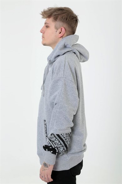 Ghetto Off Limits - G-Hoodie Grey Melange Bandana Pattern Hoodie