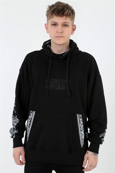 Ghetto Off Limits - G-Hoodie Black Bandana Pattern Hoodie