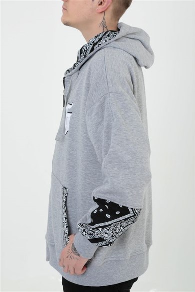 Ghetto Off Limits - G-Hoodie Grey Melange Bandana Pattern Hoodie