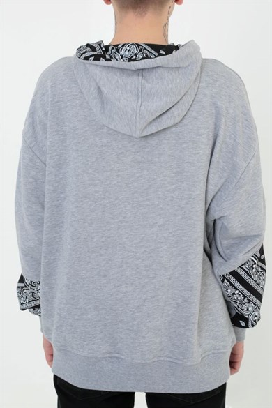 Ghetto Off Limits - G-Hoodie Grey Melange Bandana Pattern Hoodie