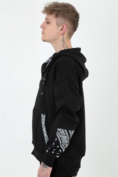 Ghetto Off Limits - G-Hoodie Black Bandana Pattern Hoodie