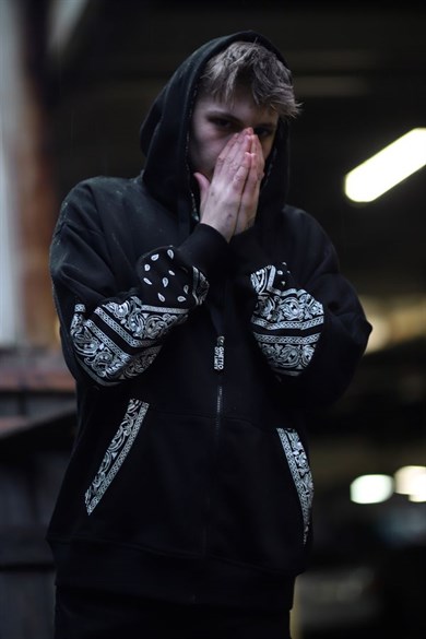 Ghetto Off Limits - G-Hoodie Black Bandana Pattern Hoodie