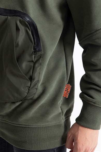 Ghetto Off Limits - Zipper Pocket Sweatshirt Khaki