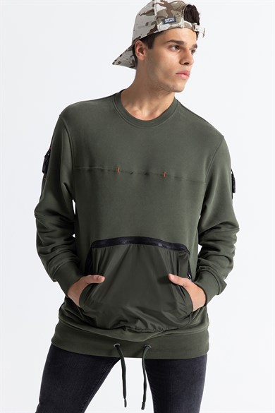 Ghetto Off Limits - Zipper Pocket Sweatshirt Khaki