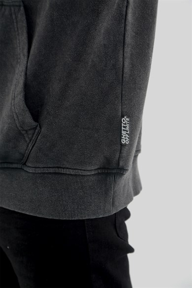 Ghetto Off Limits - Mystica Yıkamalı Antrasit Oversize Sweatshirt
