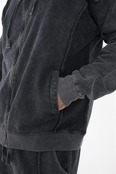 Piece Died And Acid Washed Antrasit Zipper