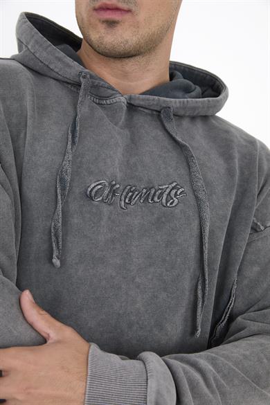 Piece Died And Acid Washed Grey Hoodie