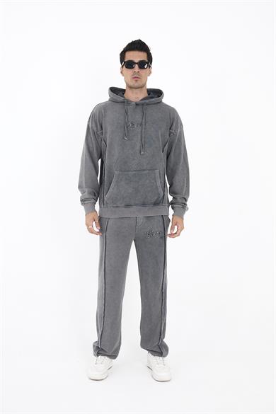 Piece Died And Acid Washed Grey Hoodie