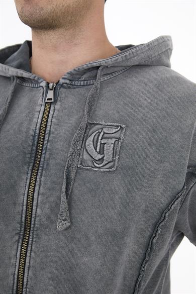 Piece Died And Acid Washed Grey Zipper