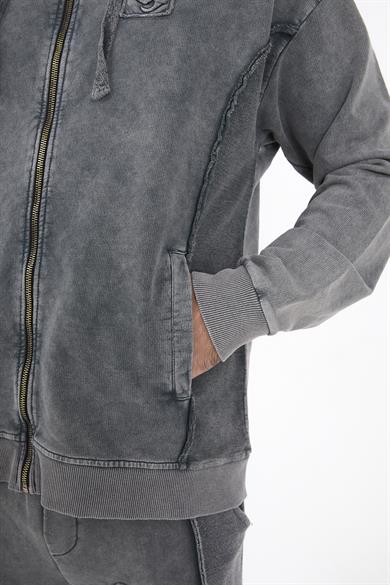 Piece Died And Acid Washed Grey Zipper