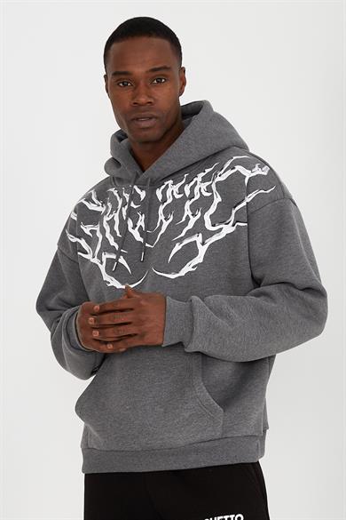 SILVER OVERSIZE UNISEX HOODIE