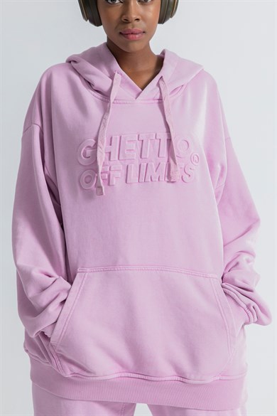 Ghetto Off Limits - Acid Wash Hoodie Soft Pink