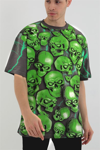 Ghetto Off Limits - Skull Pile Antrasit Oversize T-shirt
