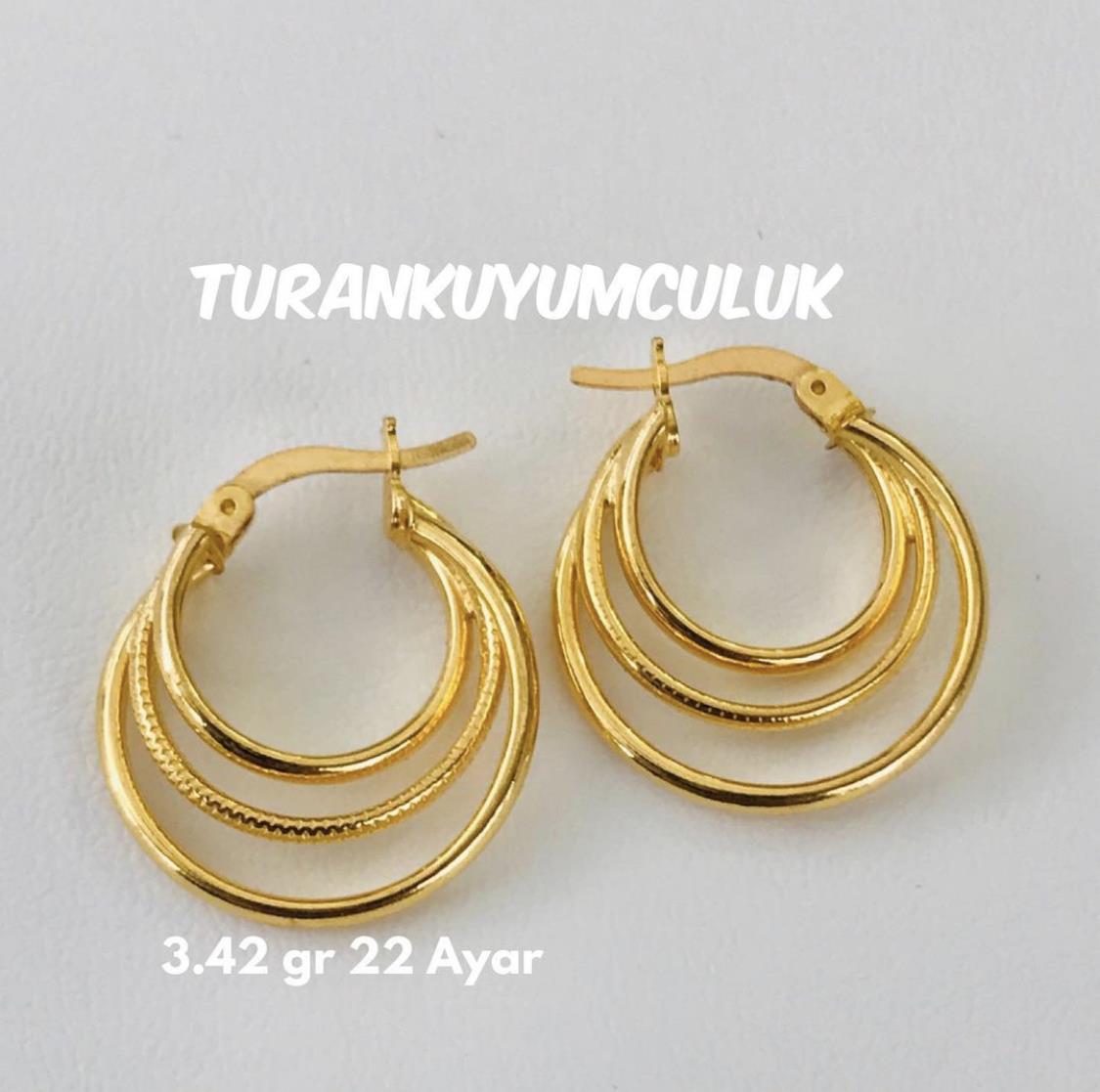22 Ayar Küpe3,42 Gr - 22 Ayar