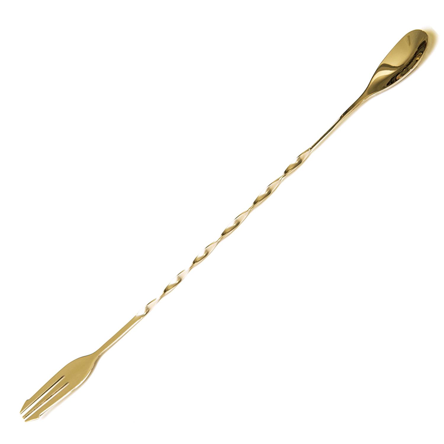 Biradlı Burgulu Çatallı Bar Kaşık Altın 33 Cm, BİRADLI, Bar Kaşıkları