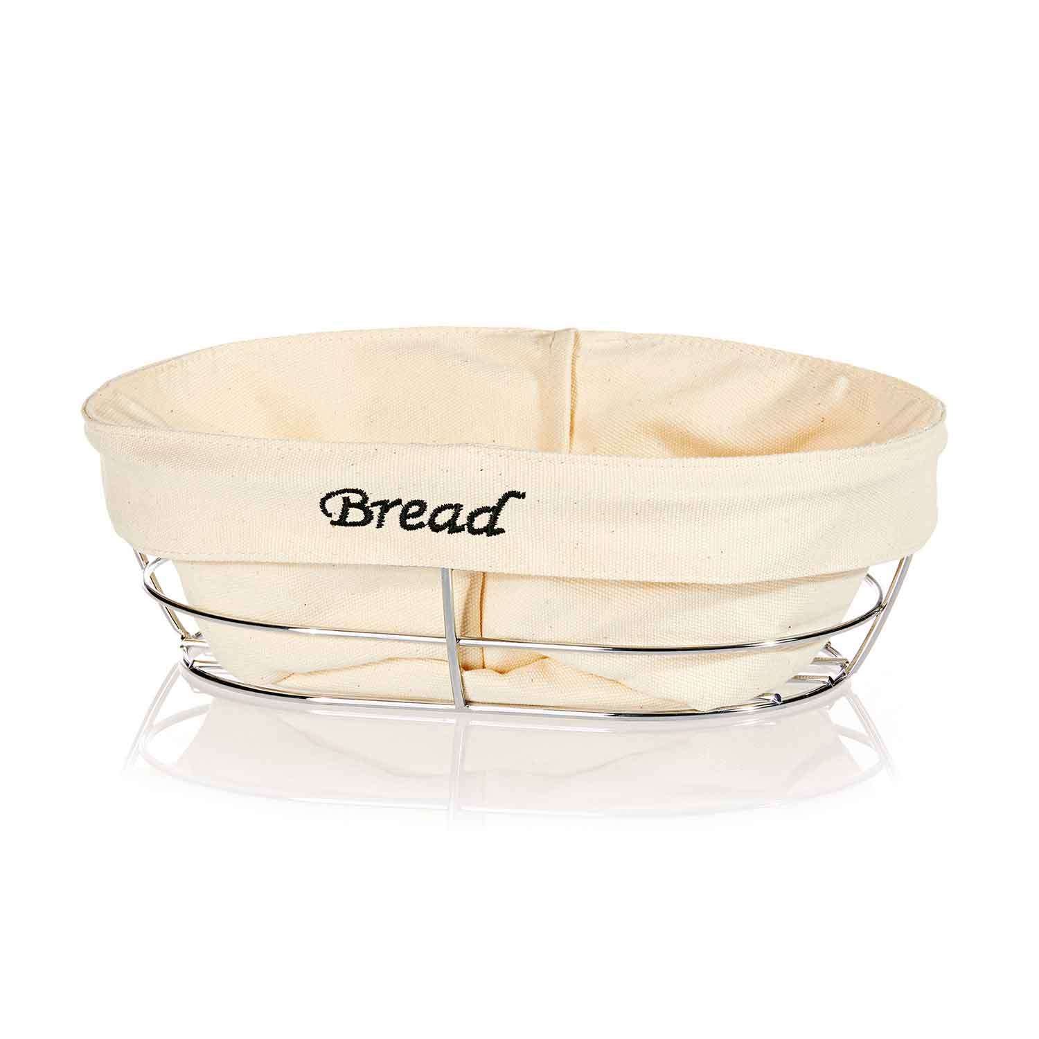 Biradlı Oval Ekmek Sepeti, Beyaz Bezli, 26x17x6.5 Cm, BİRADLI, Kategorisiz