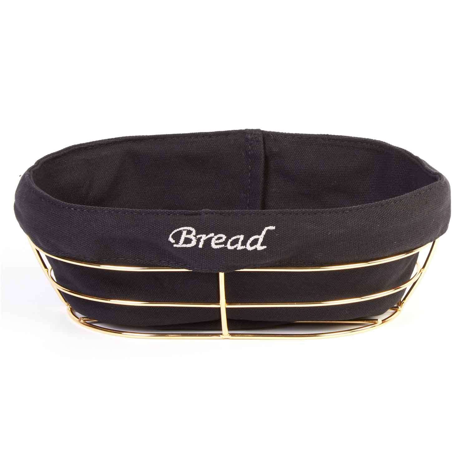 Biradlı Oval Ekmek Sepeti, Siyah Bezli, Altın Telli, 26x17x6.5 Cm, BİRADLI, Kategorisiz