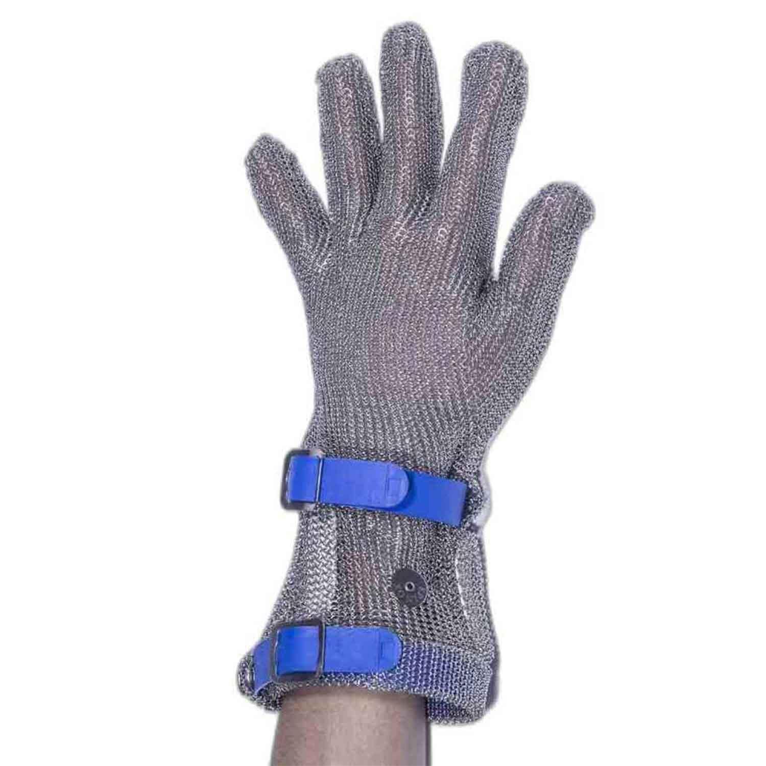 Epinox Çelik Eldiven Uzun, L Beden Mavi 8 Cm, EPİNOX, Çelik Önlük & Çelik Eldiven