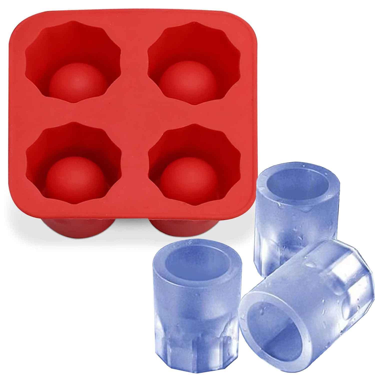 Eysigo Shot Bardak Buz Kalıbı, 4lü, Silikon, Kırmızı, Eysigo, Silikon Buz Kalıpları
