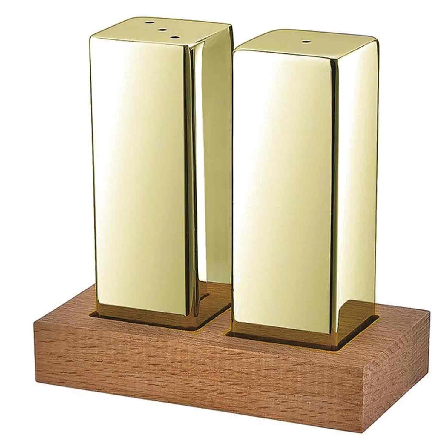 Groovy 2'li Kare Tuzluk Takımı, Ahşap Dikdörtgen Standlı, Altın, Groovy, Kategorisiz