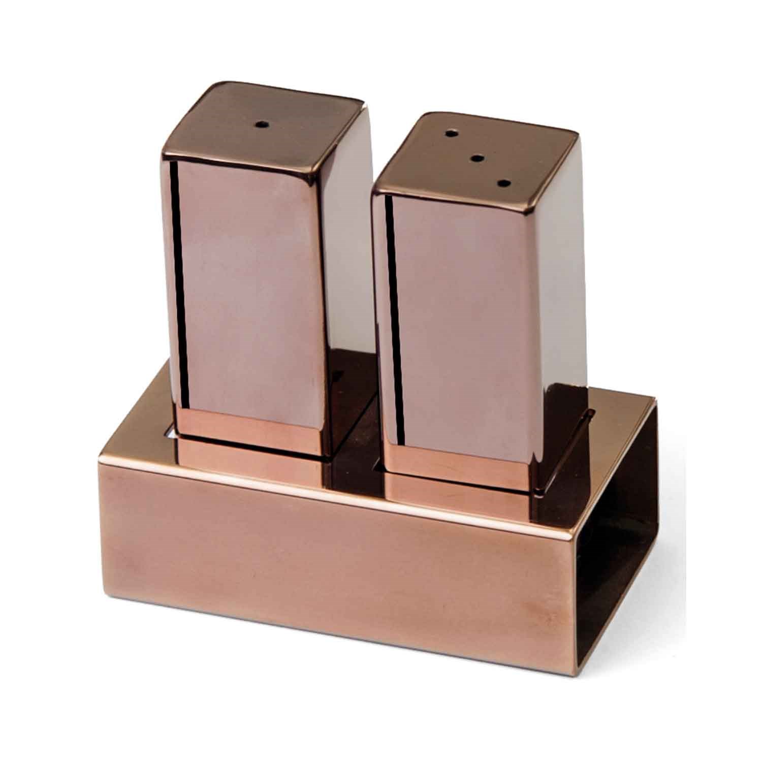 Groovy Çelik Tuzluk Takımı 2 Li Kare Bakır Renk, Groovy, Tuzluk Biberlik ve Baharatlık