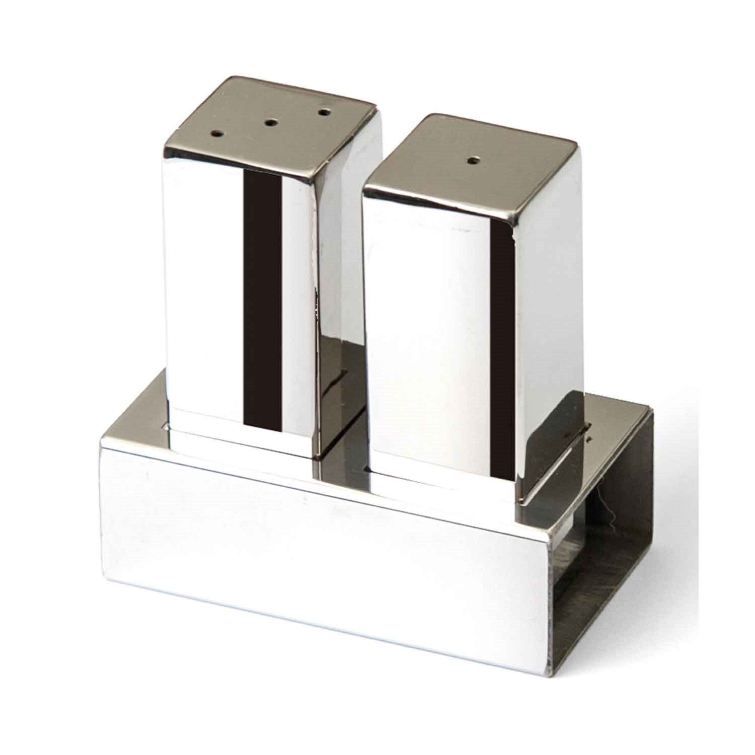 Groovy Çelik Tuzluk Takımı 2 Li Kare Parlak, Groovy, Tuzluk Biberlik ve Baharatlık