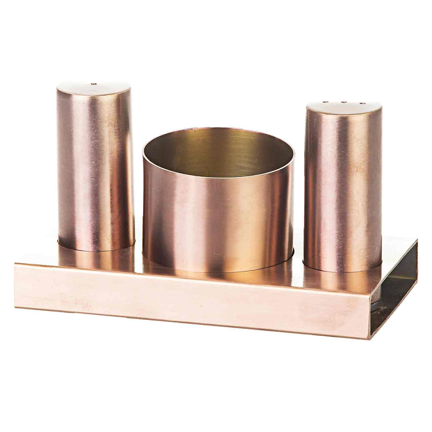 Groovy Tuzluk Şekerlik Takımı, 3'lü, Yuvarlak, Bakır, Groovy, Tuzluk Biberlik ve Baharatlık