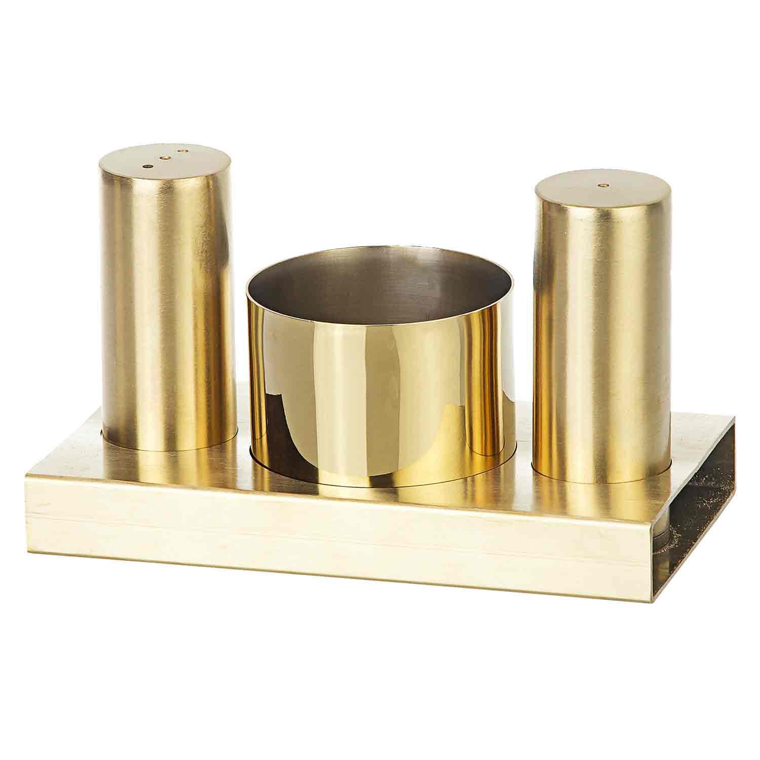 Groovy Tuzluk Şekerlik Takımı, 3'lü, Yuvarlak, Altın, Groovy, Tuzluk Biberlik ve Baharatlık