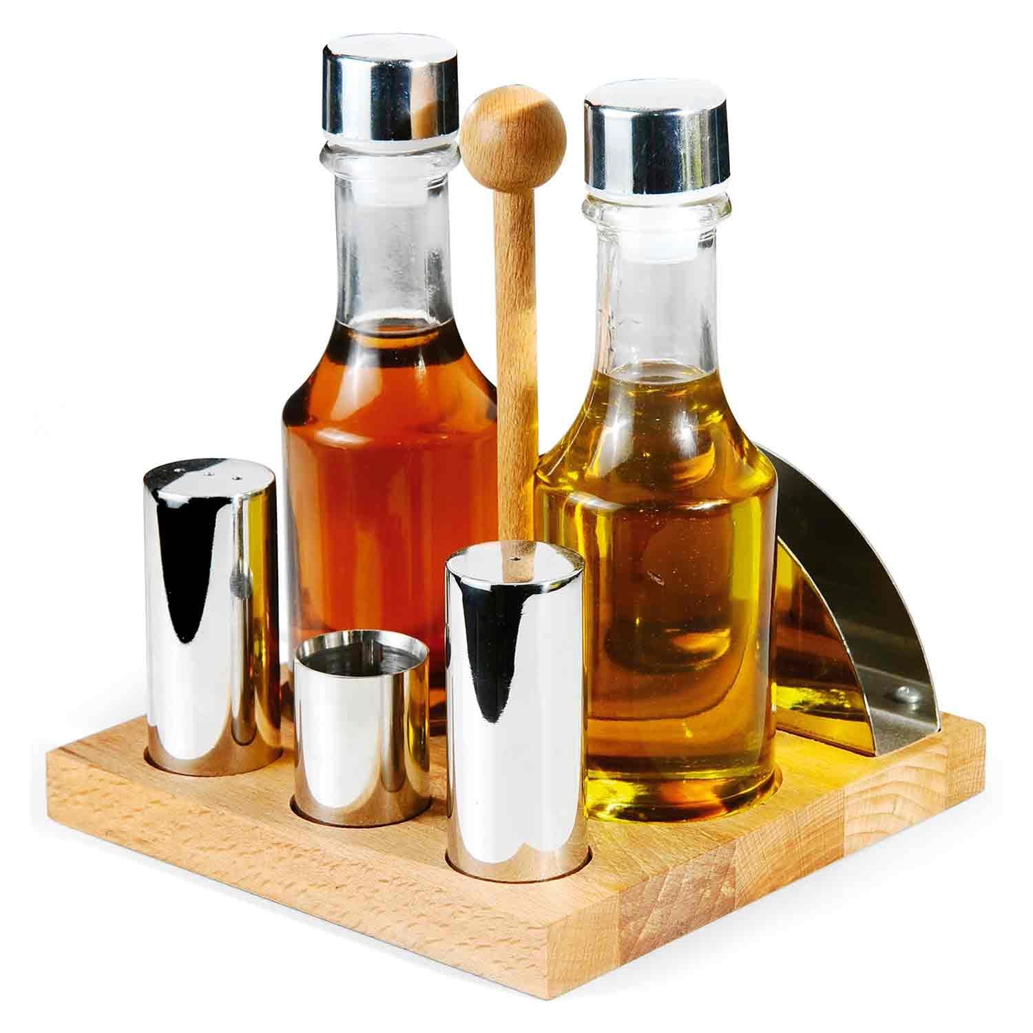 Groovy Tuzluk Yağlık Takımı, 6 Lı Ahşap Standlı, Groovy, Tuzluk Biberlik ve Baharatlık