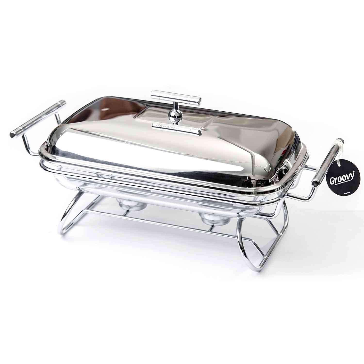 Groovy Yemek Servis, Mum Isıtmalı Dikdörtgen, Cam Tabaklı 2.2 Litre, Groovy, Reşo Chafing Dish