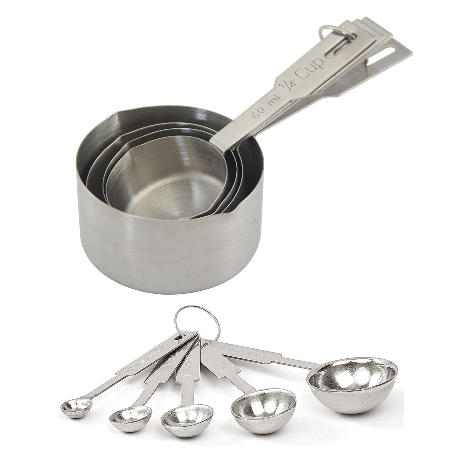 İles Ölçüm kabı ve Ölçü Kaşığı Seti, 304 Kalite Paslanmaz Çelik, İles, Ölçü Kabı ve Ölçü Kaşıkları