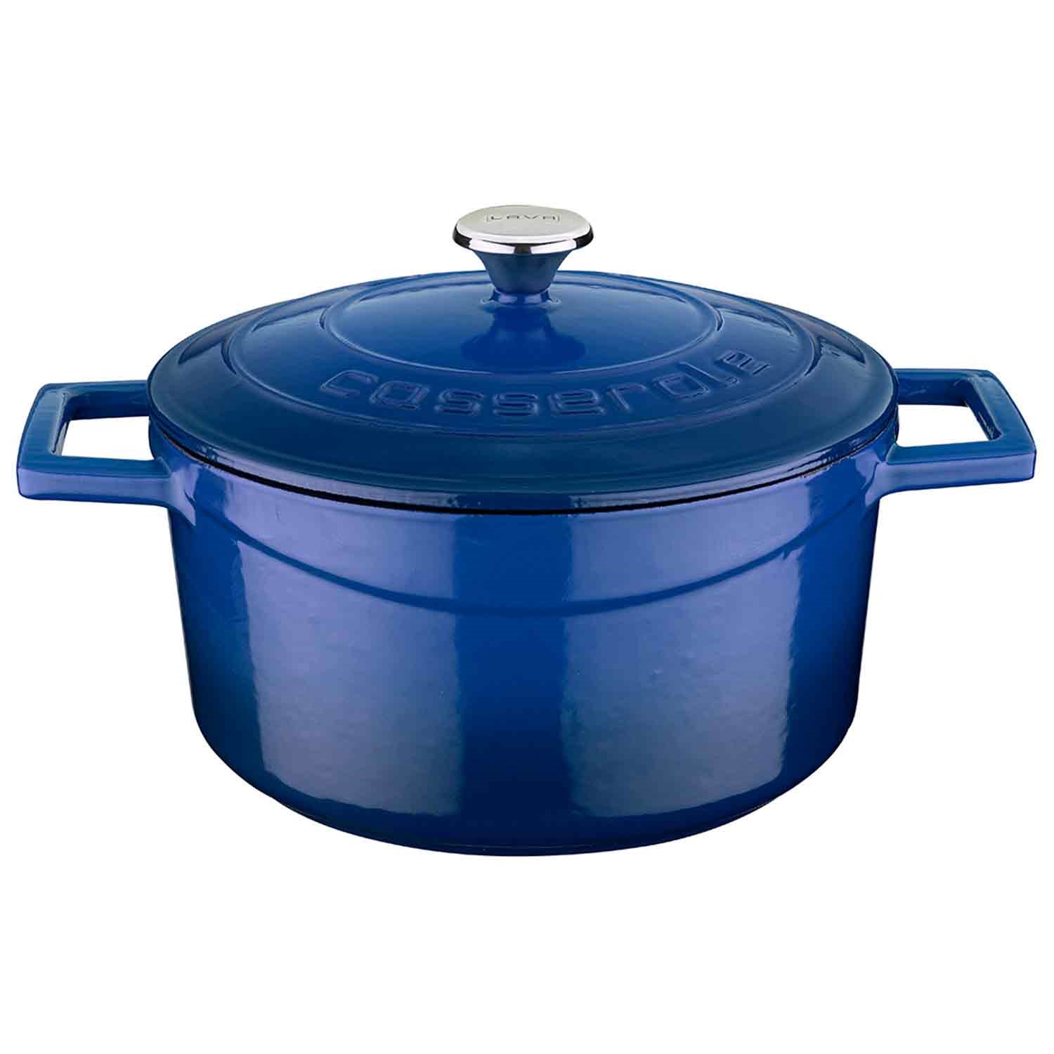 Lava Döküm Tencere Folk Yuvarlak 20 Cm 2,6 Litre Mavi Renk