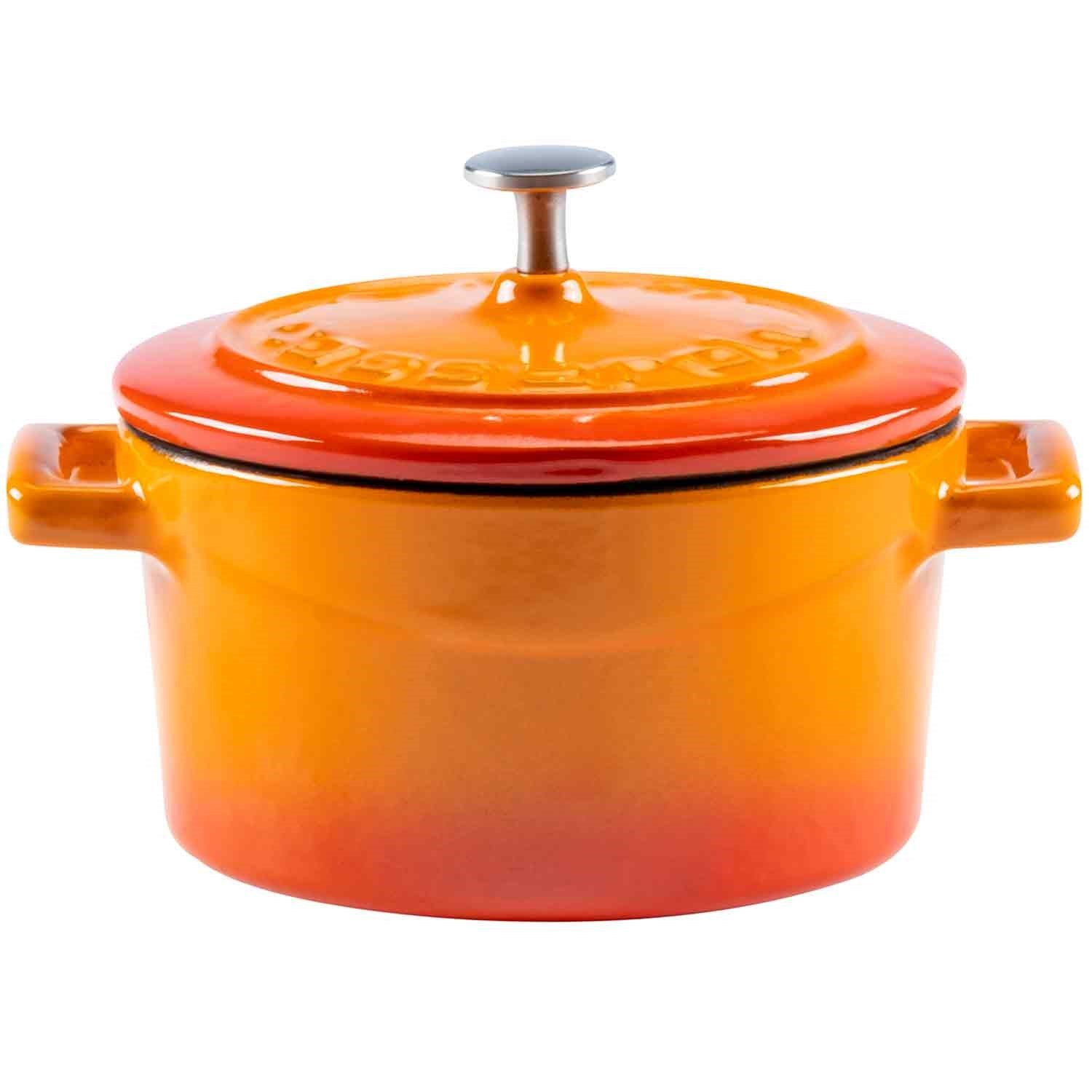 Lava Folk Mini Yuvarlak Tencere, Döküm Demir, Turuncu 10 Cm