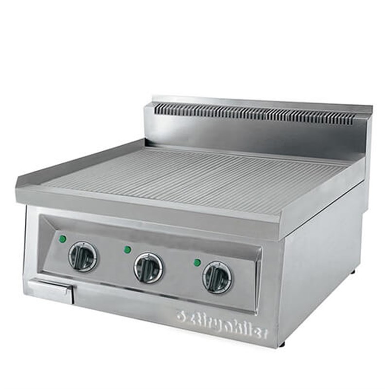 Öztiryakiler Grill Plate Set Üstü Elektrikli Oluklu 70*65 Sert Krom Kaplı