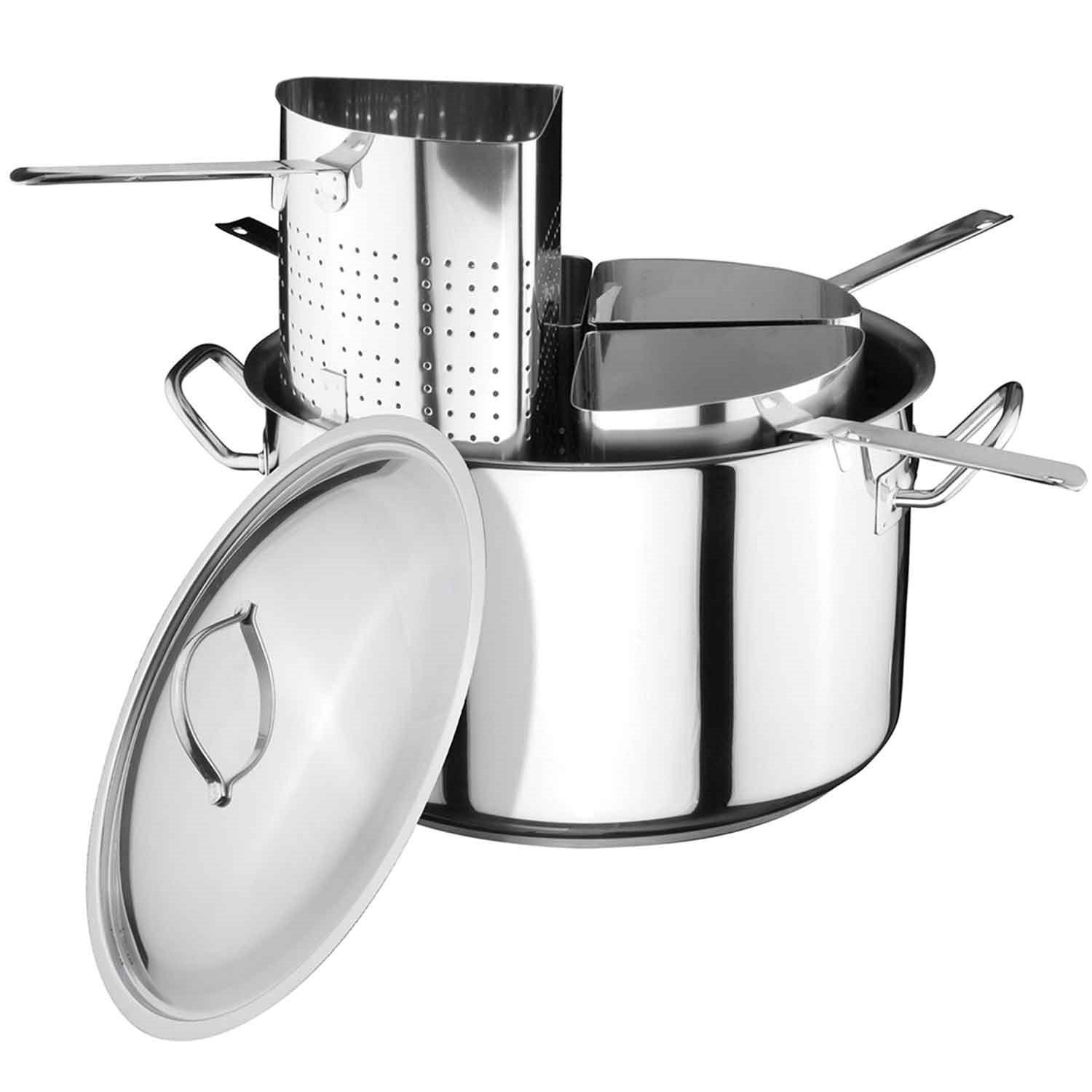 Öztiryakiler Makarna Süzgeci  Dörtlü Tencreli Kapaklı Set 40x26 Cm