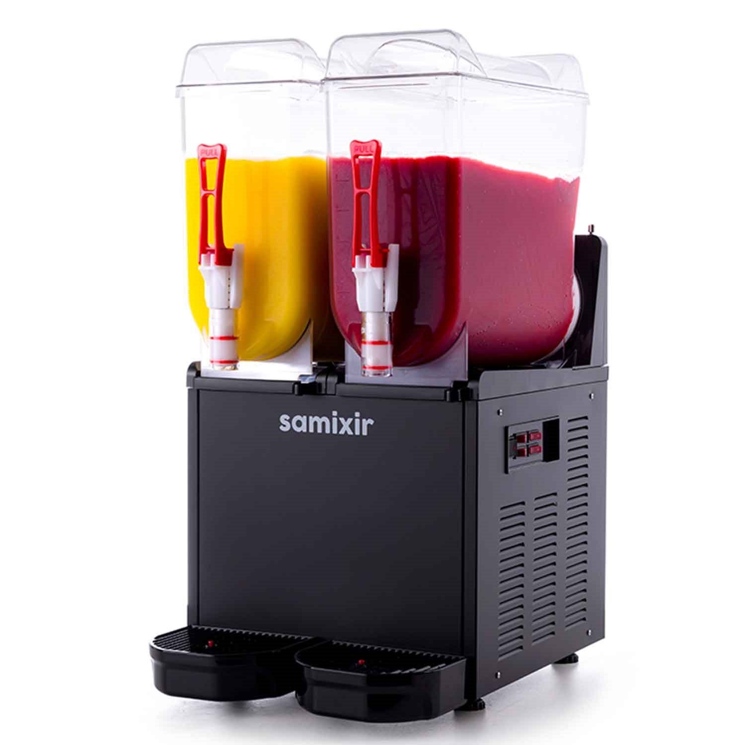 Samixir Ice Slush Twin Buzlu İçecek Granita Makinesi 12+12 Litre Siyah, Samixir, Slash Karlı İçecek Makineleri