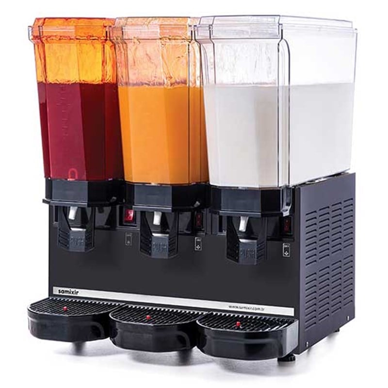 Samixir Klasik Fıskiyeli Karıştırcılı Soğuk İçecek Dispenseri, 3X20 Litre Siyah