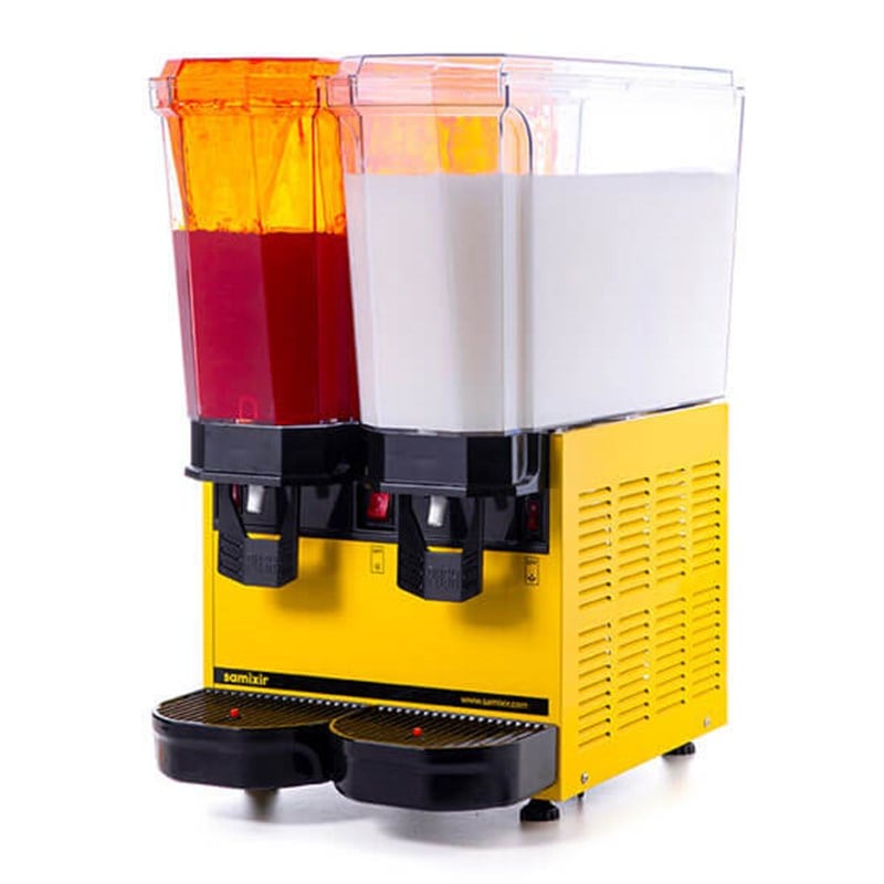 Samixir Twin 2x20 Litre Fıskiyeli Karıştırıcılı Soğuk İçecek Dispenseri Sarı