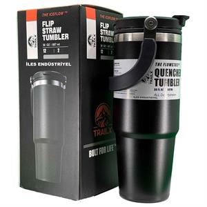 Trailx Vakumlu Termos, Paslanmaz Çelik 30 Oz/887 ml, Siyah, TRAİLX, Termoslar