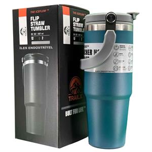 Trailx Vakumlu Termos, Paslanmaz Çelik 30 Oz/887 ml, Mavi, TRAİLX, Termoslar