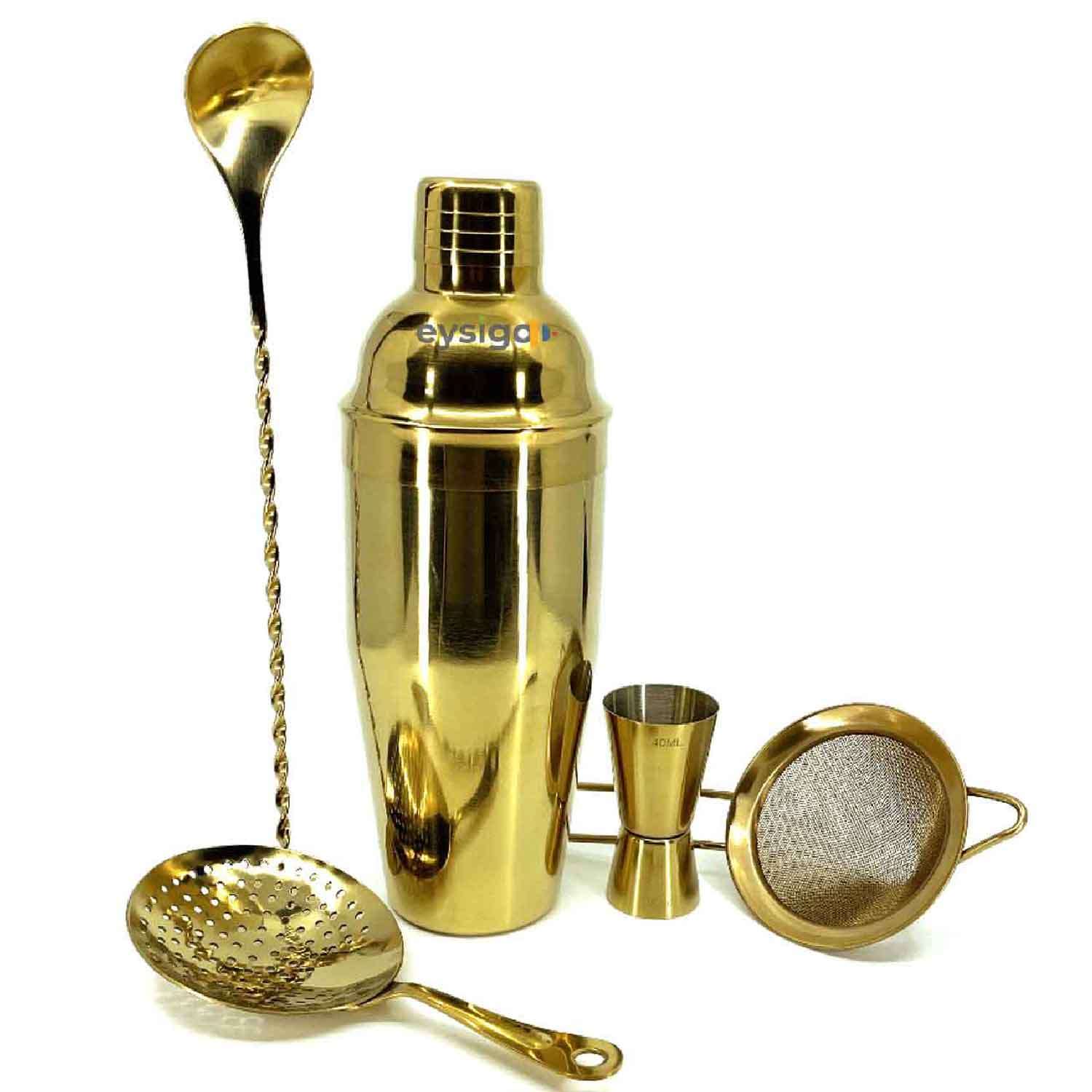 Eysigo Kokteyl Shaker Seti, Gold, 700 ml, 5 Parça | iles.com.tr